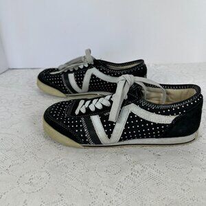 VANS, Classic, VANS Black and White, with white spots, low top skate shoes, 7M